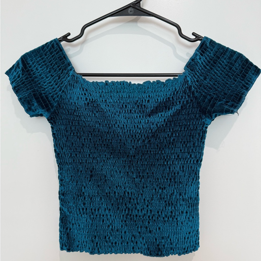 Teal Smocked Women's Top